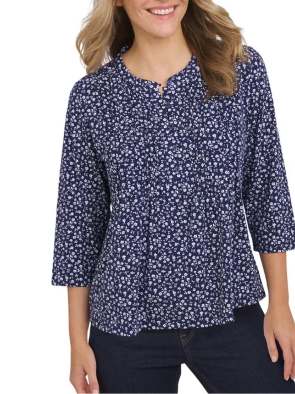NEW Lands End Women’s Navy Floral Peplum Button-Front Top